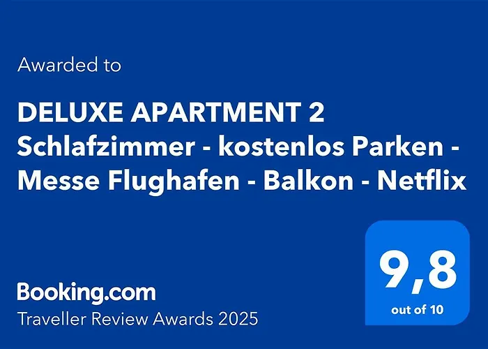 Deluxe Apartment 2 Schlafzimmer - Aufzug - Kostenlos Parken - Balkon - Messe Flughafen